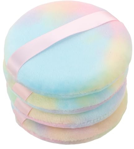 COLLBATH 4 St Stora Puderpuffar för Löst Fixeringspuder Mjuka och Tvättbara Sminkapplikatorer i Rund Design Jumbo Kosmetiska Svampar för Ansikte och Återanvändbara Velourpuffar för och Våt