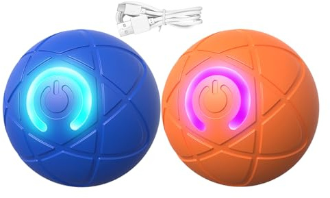 Générique 2 Pièces Balle Vibrante pour Chien, Chat Ballon Roulante Automatique, Jouet Interactif Rechargeable Automatique avec Lumières LED, pour Chats, Chiens Et Animaux De Compagnie
