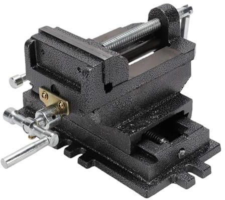 OVAQUIXI Étau en Croix, Robuste, en Acier, Largeur de Mâchoire de 10 Cm (4 pouces), pour Perceuse à Colonne Coulissante X/Y, avec Mâchoires Dentelées, pour L'usinage et le Travail