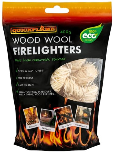 Quickflame Wood Wool Firelighters - Handy, Safe, Fast And Effective In Starting Fires - Features: 100% Eco Friendly, Easy To Light, Made From Renewable Sources