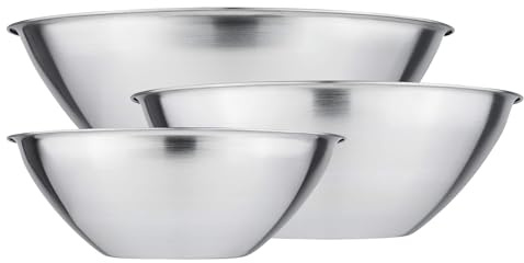 GRÄWE Schüssel Set Edelstahl 3-teilig, Rührschüssel, Mischschüssel, Servierschüssel, Küchenschüssel, zum Rühren, Backen, Servieren, Aufbewahren, 19 cm, 22 cm, 25 cm, Dessertschale