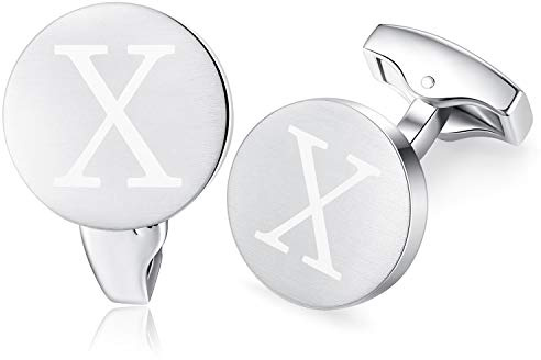 Honey Bear Briefe Initialen Buchstabe manschettenknöpfe Herren Edelstahl Hochzeit Cufflinks Manschettenknopf Gebürstetes Silber (X)