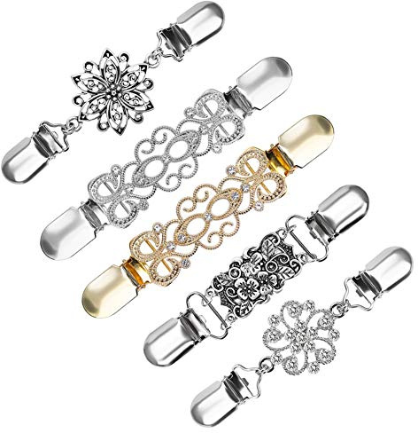 Fantesi 5 Stück Vintage Cinch Clip, Vintage-Pulloverclips Waist Clip für Strickjacken, Kleider, Schal für Frauen, Mädchen