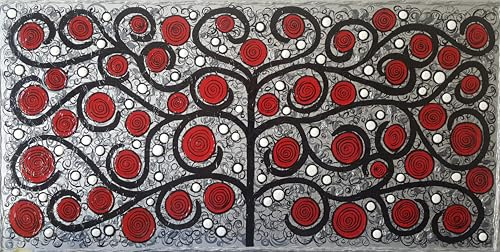 DORON ARTE QUADRO MODERNO ASTRATTO DIPINTO A MANO TELAIO GALLERY BORDI DIPINTI - ALBERO DELLA VITA - 1 metro x50x4 cm -RIF176