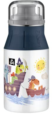 alfi KIDS Trinkflasche 0,40 l, kohlensäuerefest, edelstahl, sea adventures | auslaufsicher, Drehverschluss, leicht & robust, Kindertrinkflasche für Schule, Piraten