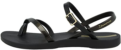 Ipanema Dam-tåsandaler modesandal VIII Fam, Svart guld svart, 40 EU Schmal