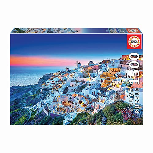 Educa - Puzzle de 1500 Piezas para Adultos | Santorini, Grecia. Incluye Pegamento Fix Puzzle. A Partir de 14 años (19040)
