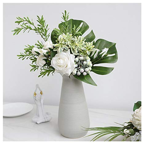 Bouquet Artificielle avec Vase Fleurs artificielles (fleur + vase) Fleurs Rose Plante artificielle en pot Accueil mariage Décoration Fleurs décoratives for table Arrangement de fleurs