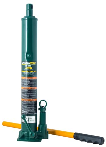 Omega Pro Hydraulic Long Ram Jack - 4 Ton Capacity with Flat Base for Auto Garage Shop, Green (OP400S)