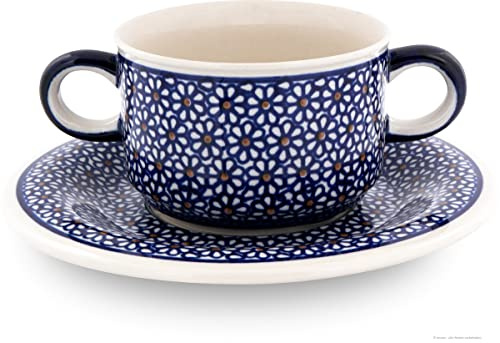 Original Bunzlauer Suppentasse mit Untertasse (Bouillonschüssel), 0,26 Liter Dekor 120