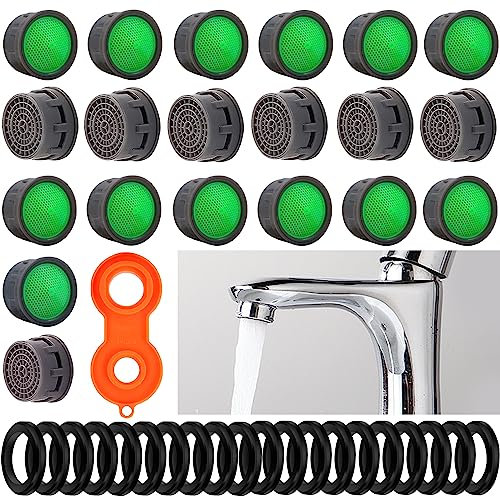 Wasserhahn Belüfter Wasserhahn Luftsprudler 20 Stück strahlregler Mischdüse Luftsprudler Wasserspareinsatz mit 20-teiliger Dichtung Wasserhahn Ersatzteile für Bad Küche