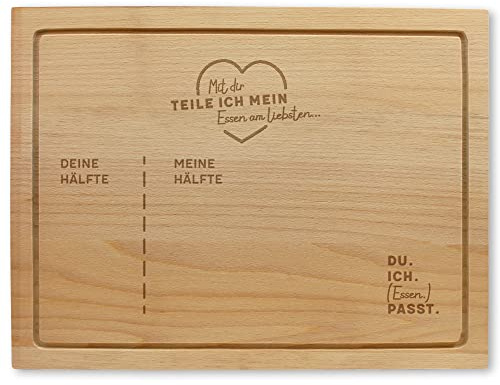 Holzschneidebrett mit Gravur - Unsere Hälften, ca. 40 x 30 x 2 cm | Made in Austria, Nachhaltige Geschenkidee