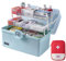 3 Strati Organizer Medicinali Blu 34×19×22cm,Cassetta Medicinali,Scatola Medicinali,Organizer Medicine,Porta Medicine,Cassetta da pesca per Il Cucito,Cassetta Degli Attrezzi,Materiali,L'artigianato