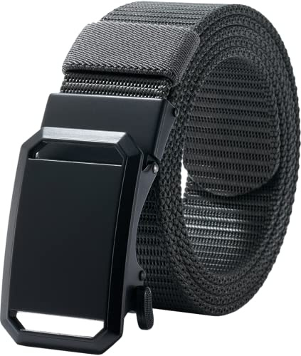 LionVII Bälte män – bälte för män med spärrhake automatiskt spänne, arbetsbälte justerbart för män arbete utomhus sport vandring [130 cm L x 3,8 cm B], GRÅ, En storlek