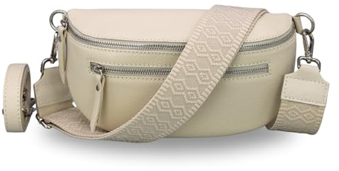 Brise Art Lucia Damen Bauchtasche Echtleder Handgefertigt Crossbody Bag | Damen Umhängetasche, Echtes Leder, Schultertasche mit Ledergurt & wahlweise gemustertem Riemen, 3 Fächer, Made in Italy