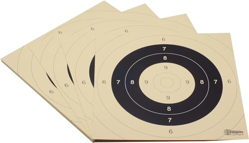 Zielscheiben *P25 Target* | 26x26 cm | Schießscheibenkarton 200g/m² | Ideal für Präzision und Mehrdistanz schießen | 9er, 10er und Mouche in Papierfarbe