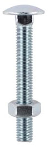 M6 M8 M10 M12 Cup Square Carriage Bolts Coach Screw WITH Hex Full Nut 20-260mm (Pack of 5,10, 20, 50,100) (5, M6x100)