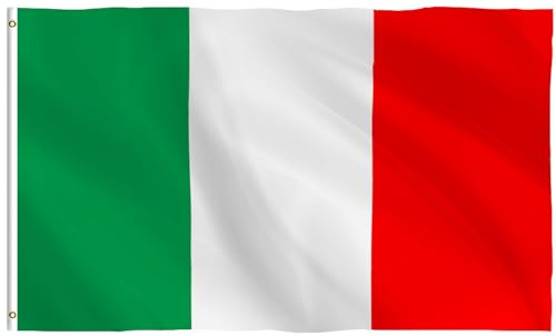 Italien Flagge 90 x 150 cm - Wetterfeste Fahne aus Polyester, mit Metalösen, geeignet für Fahnenmast