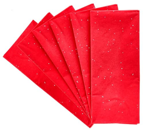Glitzer-Seidenpapier, 6 Stück, 70 x 50 cm, glitzerndes Valentinstag-Bastelpapier, ideal für Kunst und Handwerk, Partydekorationen, Verpacken von Geschenken und vieles mehr (Rot (6 Blatt)