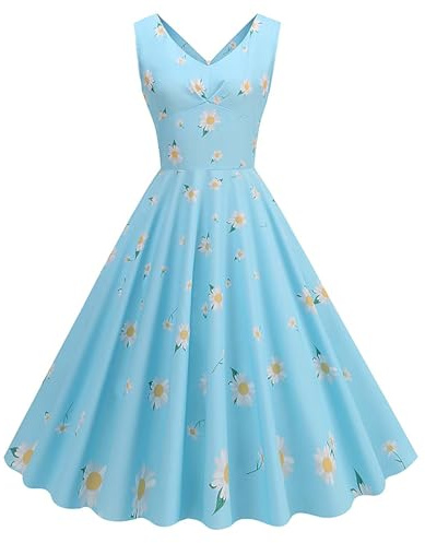 Womens 1950s Vintage Rockabilly Dress Audrey Hepburn 50s 60s Dance Gown A Line Swing Cocktail Party Dress Sleeveless Elegant Wrap Retro Dresses Pleated Tea Dress