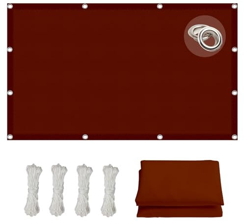 Sonnensegel Sonnenschutz Windschutz 5.5 x 7 m Schattierungsnetz mit Ösen, Hagelschutznetz, Markise, Garten Segel Rechteckig 98% UV Schutz mit Seilen für Außenbereich,Garten, Rostrot