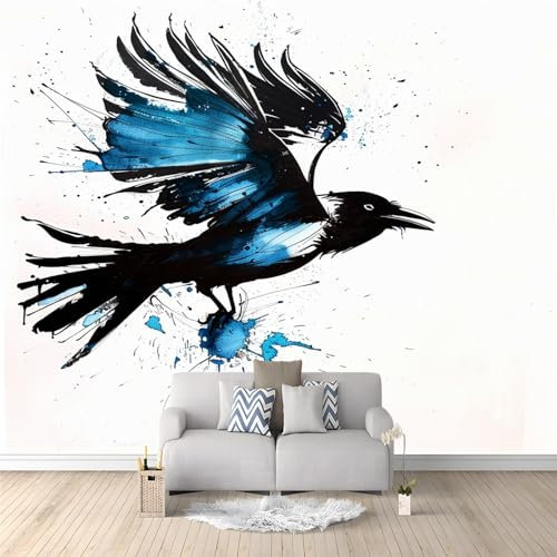 Art Carta Da Parati Fotomurale 150 x 105 cm Watercolor Blue Bird Fotomurali Camera Da Letto Ufficio Soggiorno Decorazione Muro Murales Fotomurale