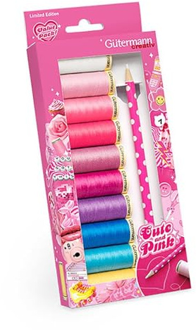 Gütermann - Gütermann Creativ Polyester (10x100m) Cute and Pink Nähen-Alle Gewindesatz mit Markierungsstift - 1 Satz