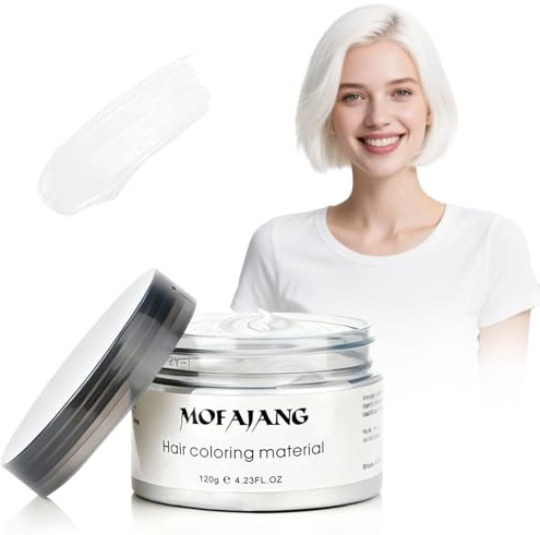 Hair Colour Wax 120g – 2 IN 1 Temporary Hair Colour & Styling Wax with Strong Hold, Easy to Apply & Wash Out, Ideal for Cosplay, Festivals, Parties & Halloween (White)