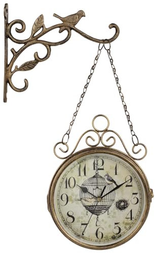 PRETYZOOM Vogelform Wanduhr Aus Retro Vintage Uhr Mit Zwei Zifferblättern Hängeuhr Für Wanddekoration Modernes Kunstdekor Für Wohnzimmer Und Schlafzimmer Ohne Batterie