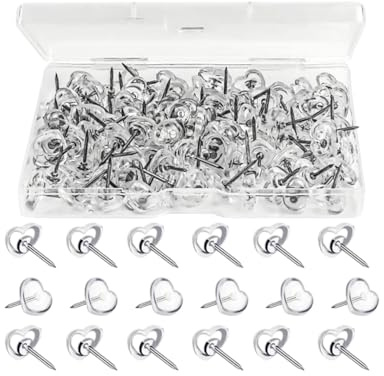 MYGLOAR Lot de 100 punaises transparentes avec tête de Punaise d'amour- Blanches - Avec boîte de rangement - Pour bricolage, cartes murales, bulletin, tableaux en liège,épingles Exécutives