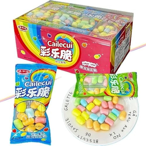 Crispy banana chocolate flavored candy, crispy chocolate marshmallow, fruit flavored puffed candy, mixed fruit hard candy, chocolate sugar, candy gift pack, sweets, dessert (Cotton candy,10 packs)