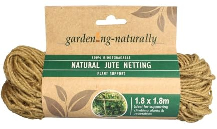 Jute Netting Pea and Bean Biodegradable String Netting (Natural, 1.8m x 1.8m)