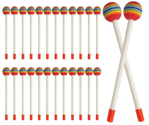 Varillas para, palillos para, 28 palitos de ritmo para instrumentos musicales - Juguete musical de percusión con mazos blandos, accesorios de instrumentos de palillos de tambor coloridos