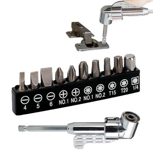 Trapano avvitatore ad angolo retto, trapano senza fili, set di cacciaviti ad angolo retto 105°, per trapano, utensili elettrici, set di punte multifunzione per viti elicoidali