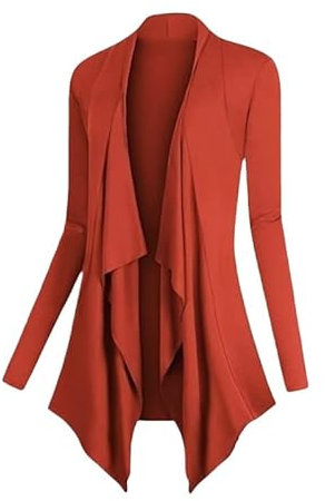 LIUYUYOUGO Cardigan Donna Primaverile Cardigan Lunghi E Leggeri per Donna Morbidi A Maniche Lunghe A Cascata Aperti sul Davanti Spolverini Cappotto Elegante Casual da Bordo A Bordo Giacca Primaveril