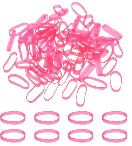 PATIKIL Silicone Rubber Bands Cable Ties 1.4, 200 Pcs Flat Rubber Elastic Band for Office Supplies Home Cord Wrapping, Rose Red