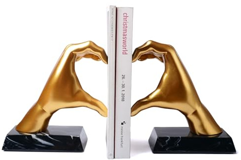 HAUCOZE 2 st bokstöd handgest staty dekor modern skulptur konst hjärta gåva vardagsrum figurer ornament polyresin hem dekoration guld 31 cm