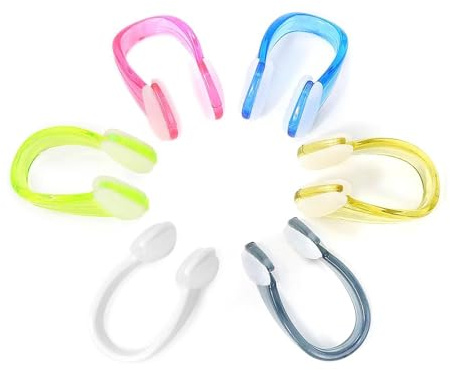 OMBRISA Nose Clip Swimming, Swimming Nose Clip Kids Adult 6Pcs, Silicone Plastic Waterproof Clear Colorful Nose Clip with Storage Box, Training Water Sports Outdoor Activities Pool Accessories