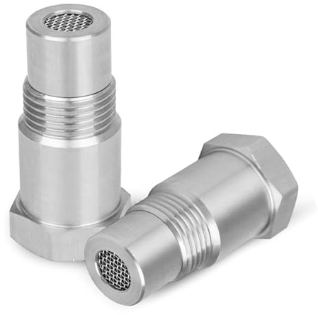 JDCMEI 2 Stück Lambdasonde Adapter mit Filter, M18x1,5 Lambda Eliminator, O2 Sauerstoffsensor Extender, Sauerstoffsensor Adapter, 304 Edelstahl Auspuffanlage Lambdasonde Eliminator für Auto, LKW