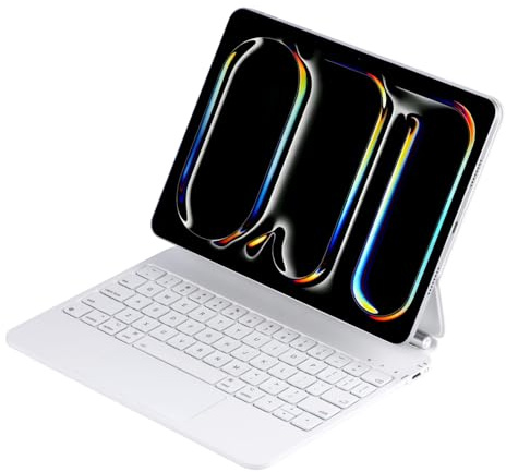 Seagtigau Magic Keyboard Case für iPad Pro 13 Zoll M4 2024, M5 2025, Magnetische Tastaturhülle mit Trackpad, Beleuchtung & Deutsche QWERTZ-Layout, Weiß
