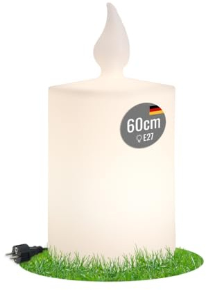 8 seasons design Dekoleuchte Kerze Shining Candle 60 cm (Weiß) E27-Fassung, LED warmweiß – wetterfest – für innen & außen (Garten, Terrasse, Balkon) - Weihnachten, Deko Advent