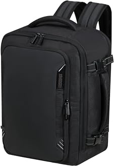American Tourister Take2Cabin Pro - Ryanair/Wizz Air/Vueling Kabinentasche (40 x 30 x 20 cm, 26,5 l, 0,60 kg) - Untersitz-Handgepäck, Flugzeug-Rucksack S/M Untersitz - Schwarz (Flash Black)