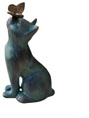 Sculpture de papillon en forme de chat fantaisiste pour jardins, balcons, clôtures, etc. (avec papillons)