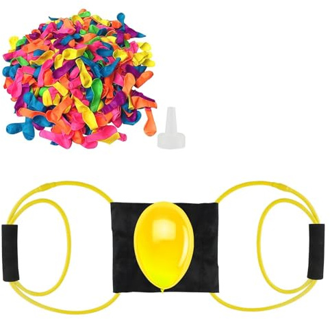Shyllin Fionda a Palloncino d'Acqua 300-yard, Catapulta per Bombe d'Acqua per 3 Persone, Con 200 Palloncini d'acqua, Gioco di Palline, Adatto per Esterni, Feste in Spiaggia (Giallo)