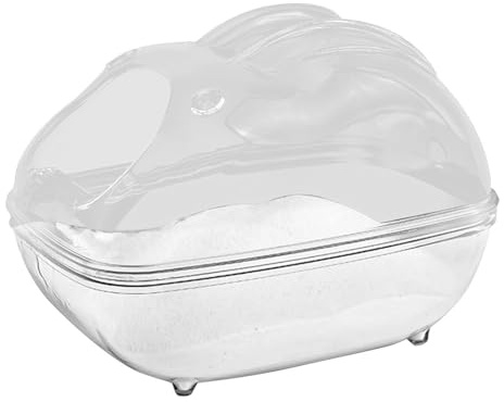 Hamster Sand Bath Container - Transparent Bathing Box, Gerbil Cleaning Tub, Chinchilla Grooming Tray Rounded Edge Structure Ventilated Space Comfortable Entry Dust Bath Area Habitat Accessory