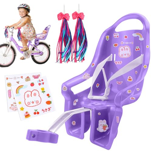 LGZIN Asiento de Bicicleta para Muñeca, Universal Porta Muñecas para Bicicleta Infantil con Pegatinas DIY y Borlas de Bicicleta, Accesorios Decorativos para Bicicletas de Niña
