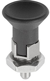 KIPP – Bedienteile | Normelemente 106052 Arretierbolzen Gr.1 M10X1, Form:D Thermoplast, kurze Ausführung, Komp:Edelstahl, D=5, Größe 1 M10x1mm D=5mm