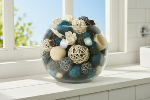 Homestreet Glasvase mit Potpourri, komplettes Geschenk oder Heimdekoration, verpackt in Zellophan mit Schleife, 11 verschiedene Farben und Düfte