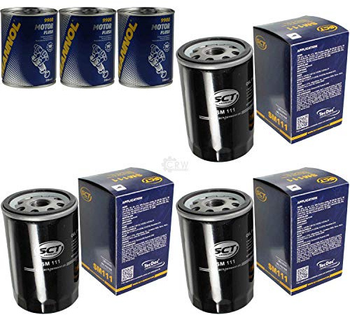 3x Original SCT Ölfilter SM 111 + 3x SCT Motor Flush Motorspülung