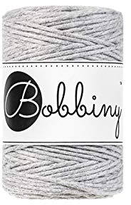 Bobbiny Oeko-Tex Premium Makramee Garn aus ökologischer Baumwolle 1,5 mm x 100 m (Light Grey)
